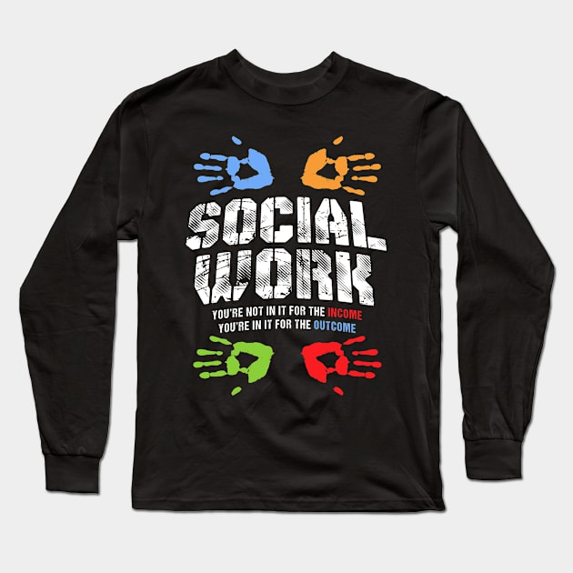 Social Worker Rainbow Hands Inspirational Long Sleeve T-Shirt by lenaissac2